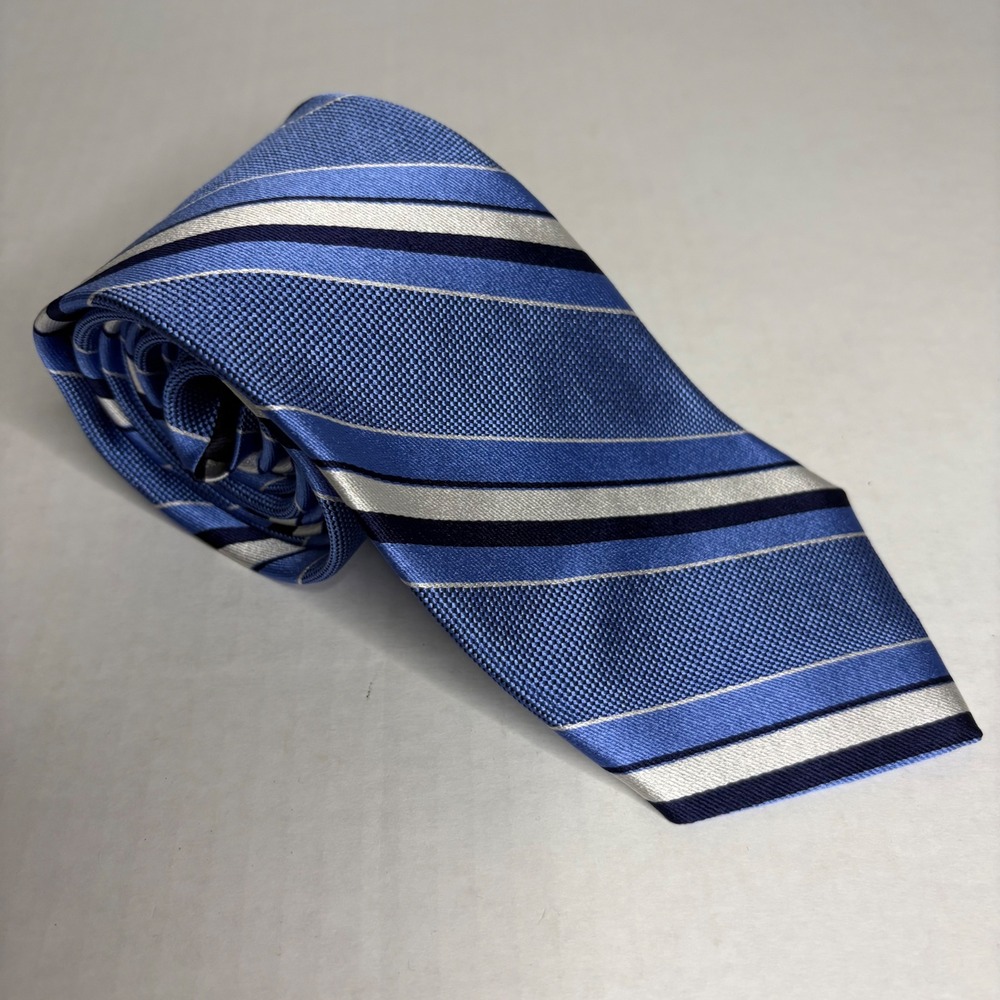 Brooks Brothers Mens Necktie Blue Stripe 100%‎ Silk Business Career